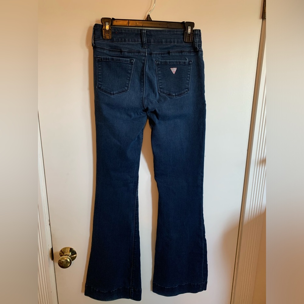 Guess jeans size 27 medium rose flare leg Sonia fit, 31” in seam